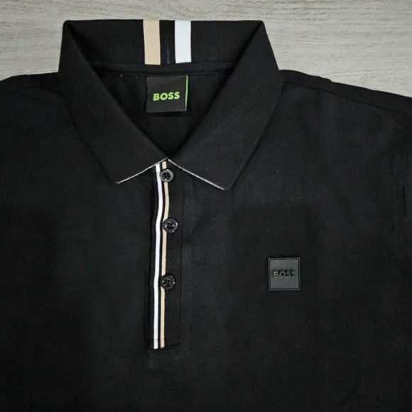 NEW Boss Men's Dark Polo with White Accents - Picture 3 of 4